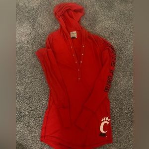 University of Cincinnati -Red Thermal Hoodie Shirt Pink Collection